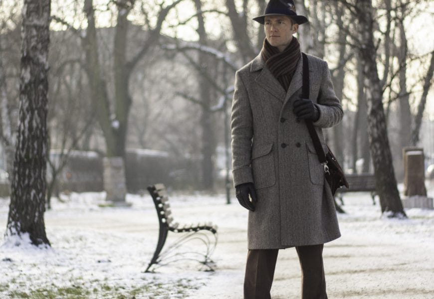 Herringbone tweed ulster coat