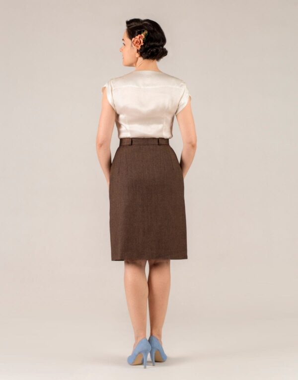 Brązowa wełniana spódnica ołówkowa