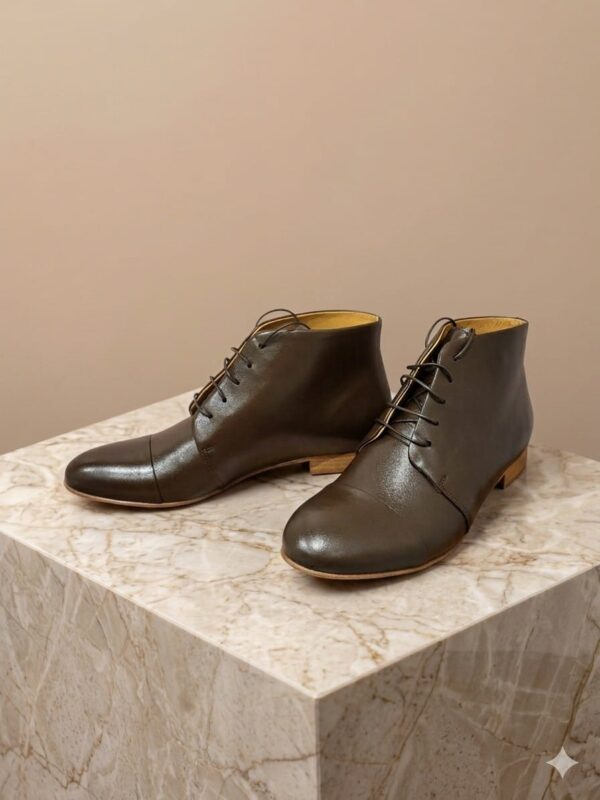 Dark brown leather dance boots Swing It Mabel Dark Chocolate with leather sole