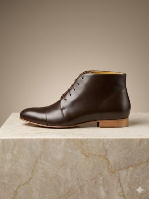 Dark brown leather dance boots Swing It Mabel Dark Chocolate with leather sole