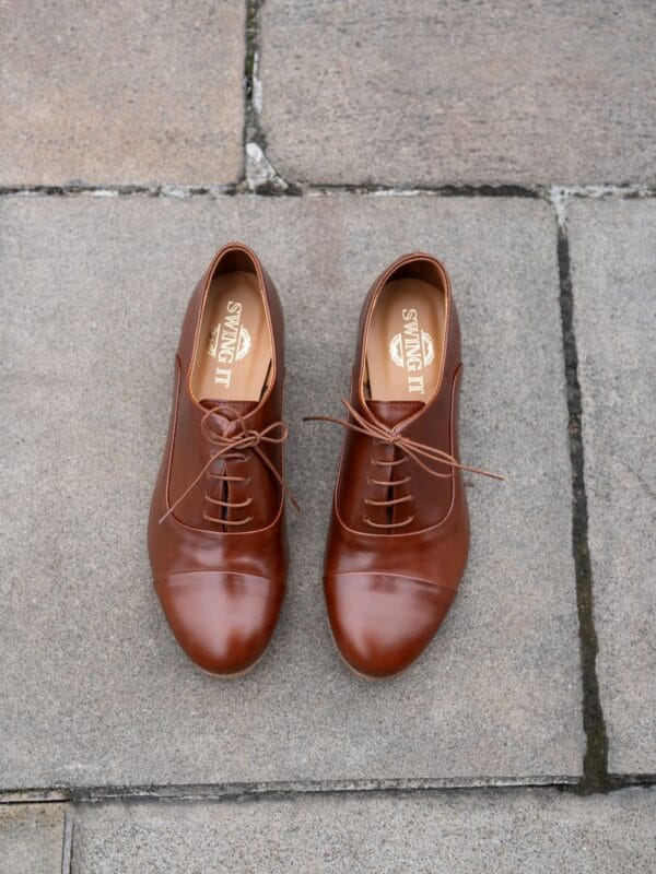 DSC05347 Ginger Brown soft leather Lindy Hop women's shoes"
