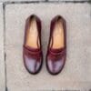 DSC05353 Women's Moka Loafers dance shoes in burgundy leather