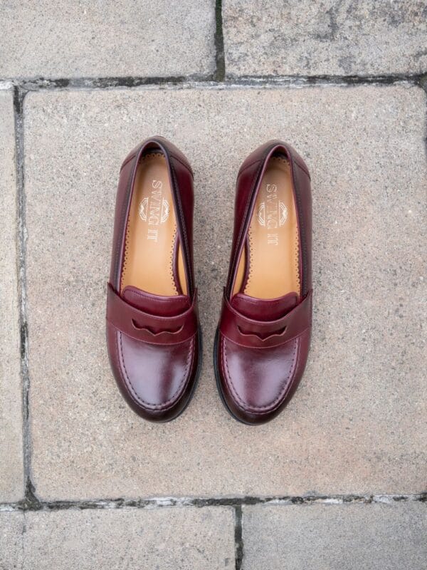 DSC05353 Women's Moka Loafers dance shoes in burgundy leather