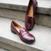 DSC05385 Women's Moka Loafers dance shoes in burgundy leather