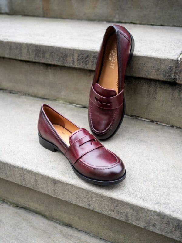 DSC05385 Women's Moka Loafers dance shoes in burgundy leather