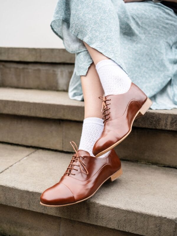 DSC05501 Ginger Brown soft leather Lindy Hop women's shoes"