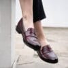 DSC05614 Women's Moka Loafers dance shoes in burgundy leather